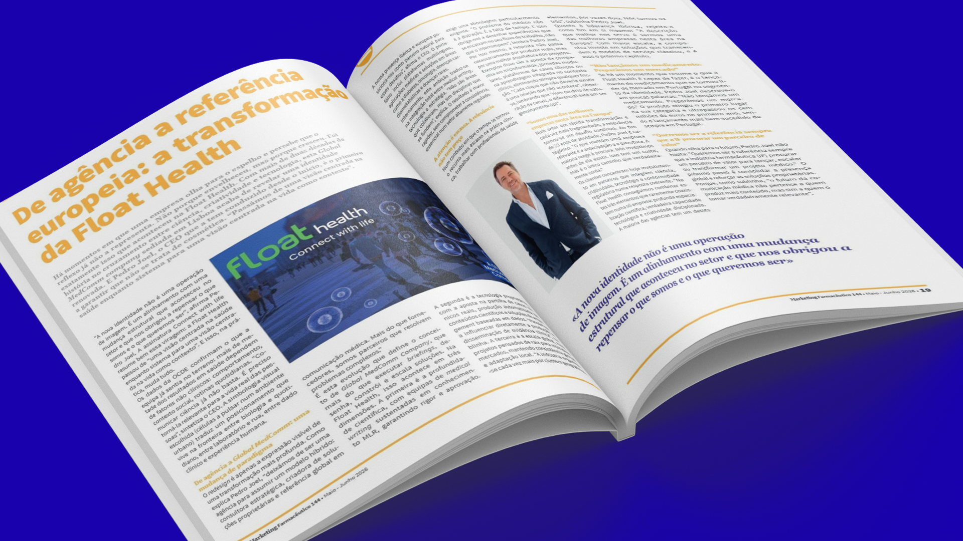 Magazine spread with article about Float Health.
